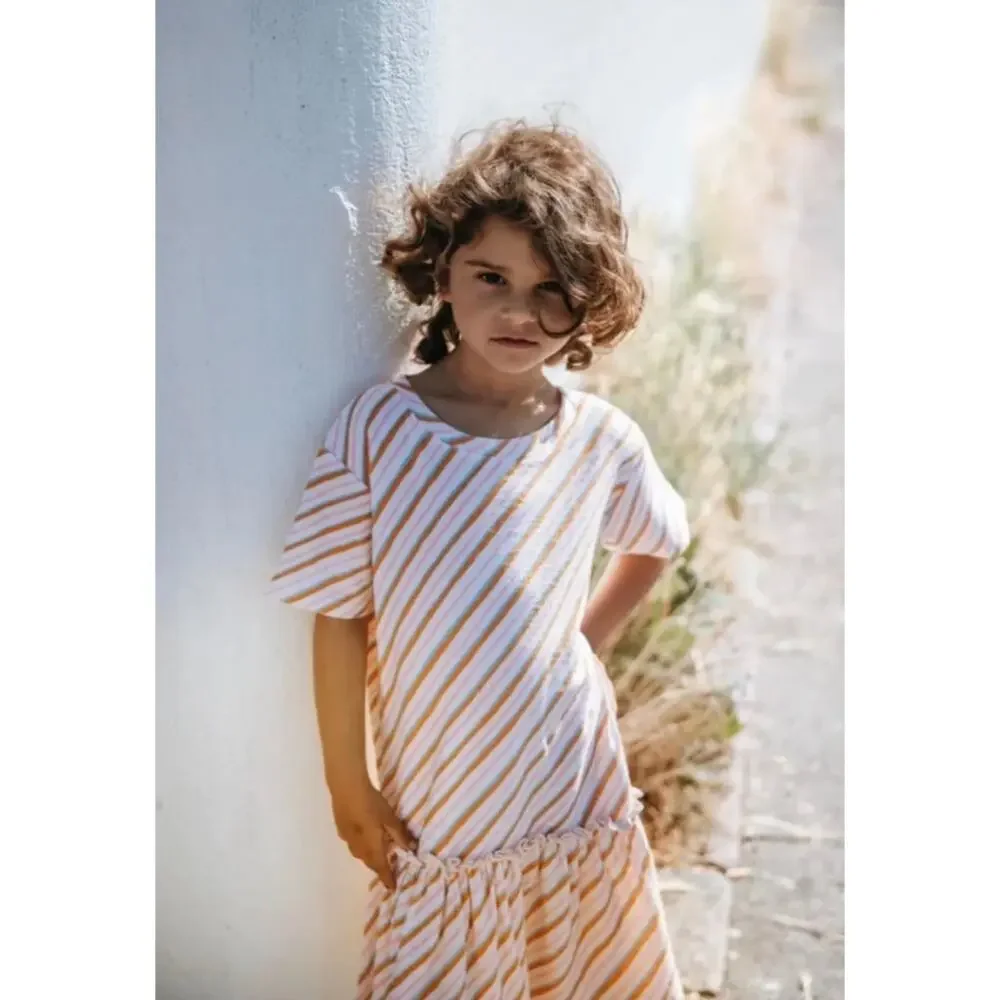 Soft Gallery Candy Stripe  girls ecru summer short sleeve dress size 12